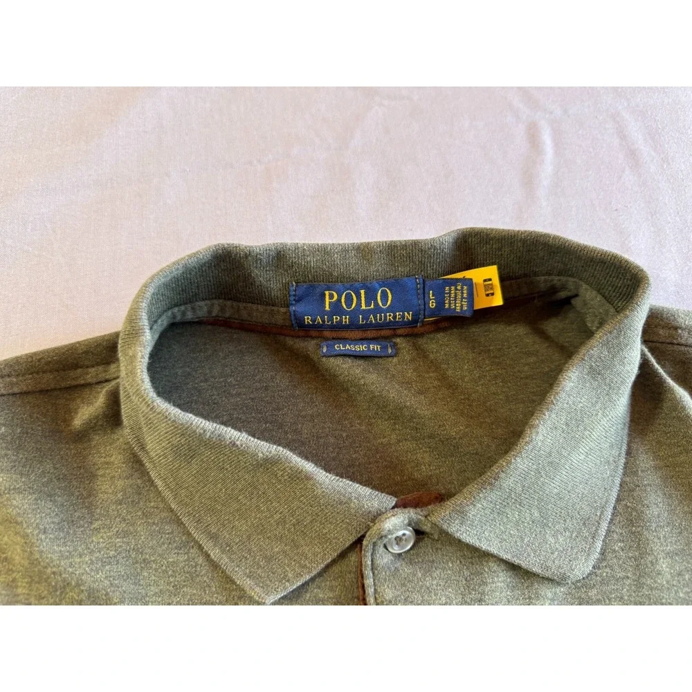 Polo Ralph Lauren‎ Shirt Mens Large Long Sleeve Gray Polo Rugby Flesh Pony